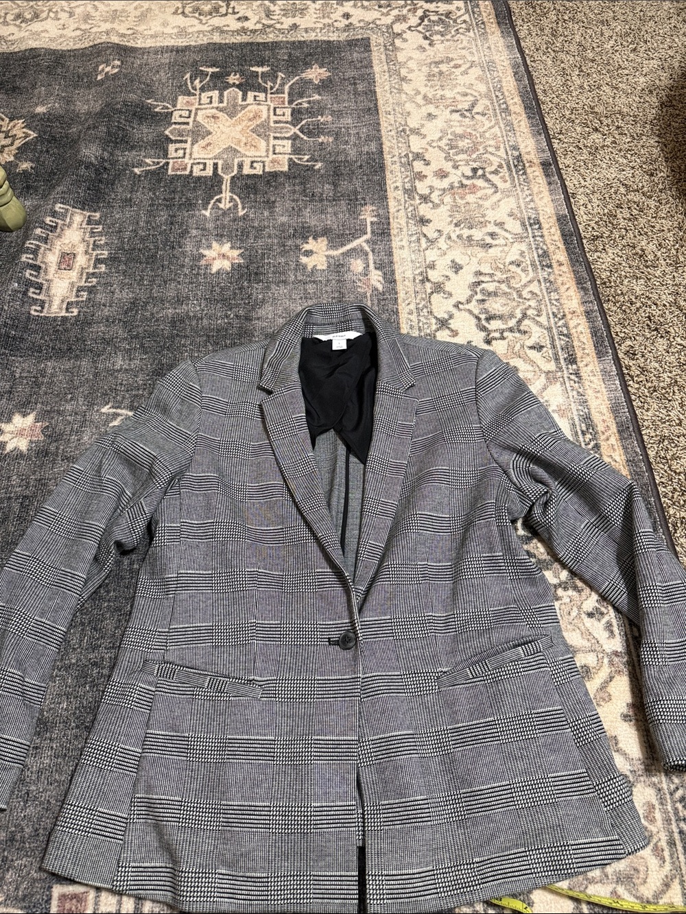 Old Navy Gray Glen Plaid Single-Button Blazer